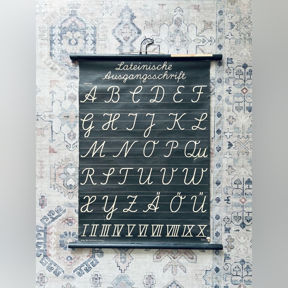 Vintage Antique German Lettering School Chart Roll Penmanship Lettering